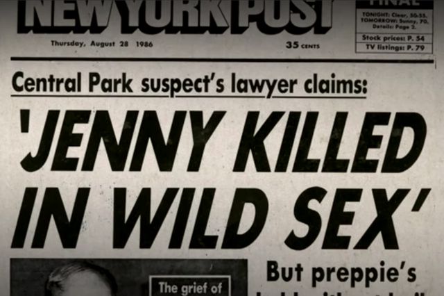 "Jenny killed in wild sex" headline